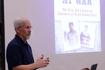 Ken Spurgeon, assistant professor of history at Friends University in Wichita, Kansas, presented the Friends of Frontier Army Museum Civil War presentation