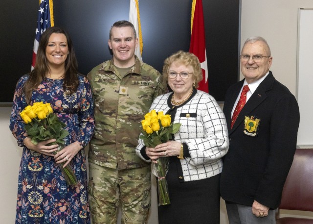 PICATINNY ARSENAL, N.J. - At his promotion, Maj. Sean C. Boyle, Commanding Officer, North Jersey Recruiting Company, was joined by his wife, Devon, parents, Barbara and Gerard.