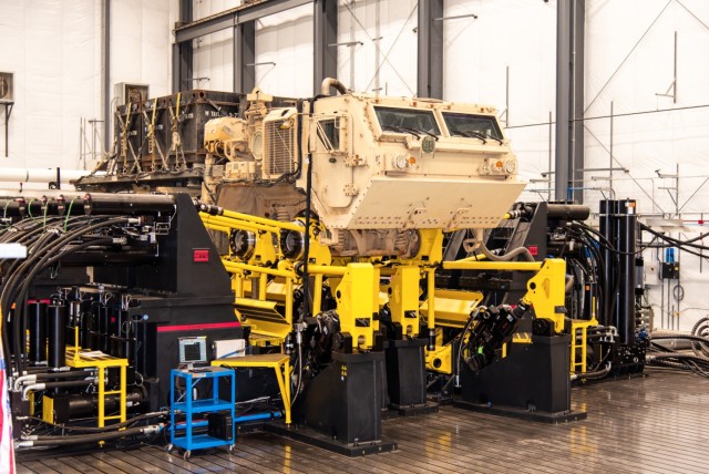 The Heavy Vehicle Durability Simulator (HVDS) is a one-of-a-kind simulator and part of Accelerated Vehicle Durability Testing at the U.S. Army Aberdeen Test Center. The HVDS simulates on and off-road shock and vibration for full systems and...