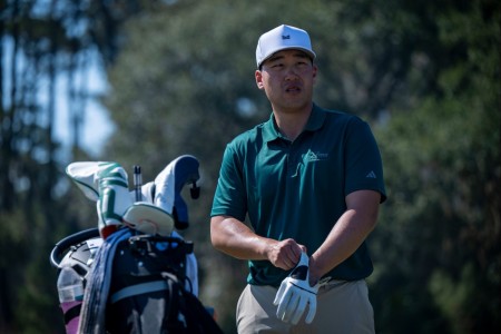Army Cpt. Peter Kim prepares to tee off during the 2025 Armed Forces Golf Championship at Marine Corps Recruit Depot, Parris Island, S.C., Feb. 27, 2025. (U.S. Army Photo by Sgt. 1st Class Thomas Calvert)
