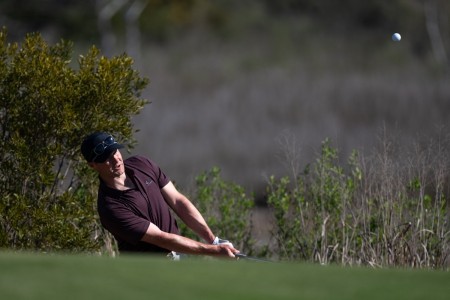 Army Capt. Justin Williamson chips on hole 4 at The Legends Golf Course at Parris Island during the 3rd round of the 2025 Armed Forces Golf Championship at Marine Corps Recruit Depot, Parris Island, S.C., Feb. 27, 2025. (DoD photo by EJ Hersom)