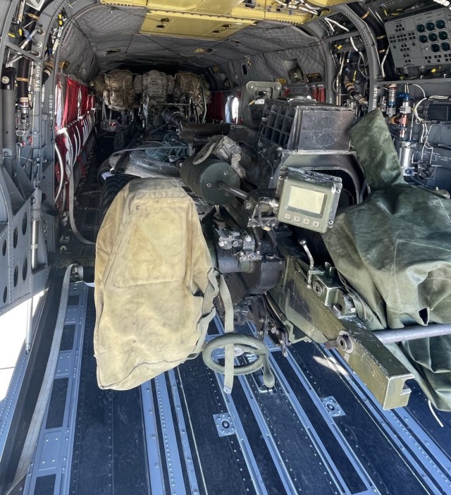 Soldiers from Bravo Battery, 1st Battalion, 320th Field Artillery
Regiment, and the 101st Combat Aviation Brigade rehearse loading
and unloading an Infantry Squad Vehicle and M119A3 howitzer on a
CH-47 aircraft.