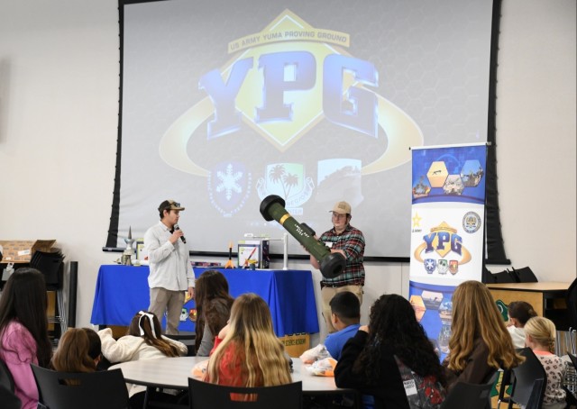 Members of Yuma Proving Ground’s S1 Workforce Development team and engineers visited Gowan Science Academy, on the morning of Feb. 11, 2025, to talk rockets. YPG puts emphasis on reaching out to students and teaching them about YPG’s mission...