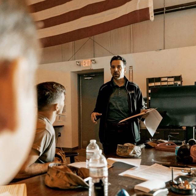 Chris Ruiz, vice president of trauma services at Doctors Hospital in Augusta, Ga., leads trauma training for Soldiers of the 11th Cyber Battalion, March 5, 2025. The training at Fort Eisenhower, Ga., was designed to prepare 11th Soldiers for their...
