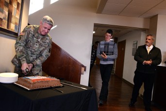 FORT LEAVENWORTH, KANSAS — The 2025 Army Emergency Relief Campaign officially kicked off with a cake-cutting and program brief March 7 during lunchtime...