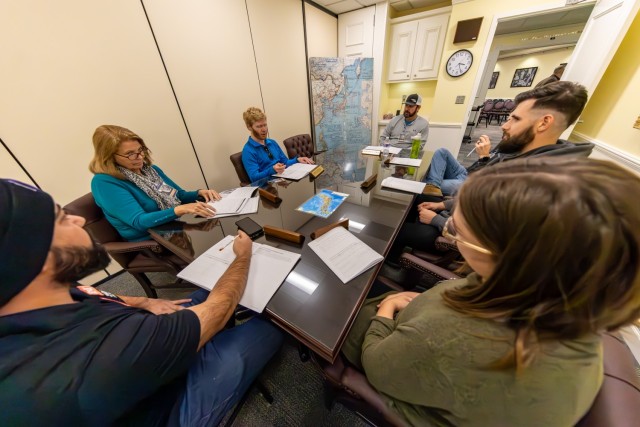 Hydraulic engineer and FY25 LDP participant Micheal Mansfield as President Truman in the final briefing with his entire mach cabinet before he made the decision on how the end WWII while working the “End the War with Japan” simulation at the...