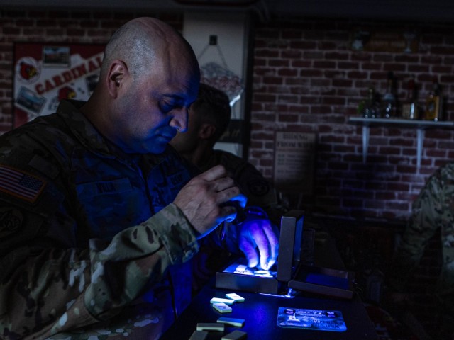 Multiple Medical Recruiting Brigade Soldiers complete the new Sexual Harassment and Assault Response Program bar scene challenge room at Fort Knox, Kentucky, Feb. 12, 2025.