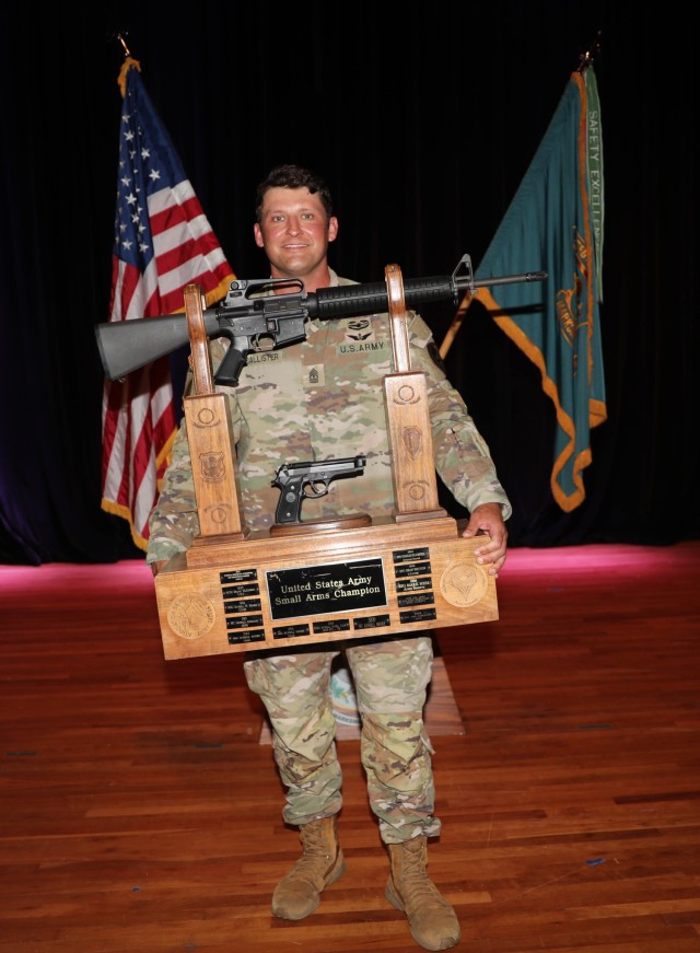 The 2025 U.S. Army Small Arms Champion is 1st Sgt. Andrew McCallister from the U.S. Army Aviation Center of Excellence. 'All Army' is an annual, week-long training event that is hosted by the U.S. Army Marksmanship Unit at Fort Benning, Georgia.