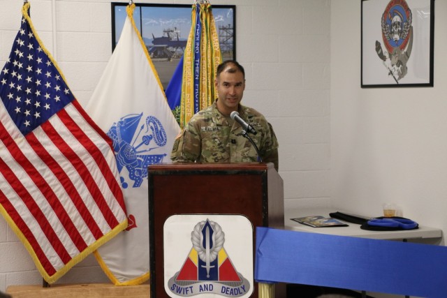 2-13th  Aviation Regiment cuts ribbon on new Gray Eagle Simulator Training Facility