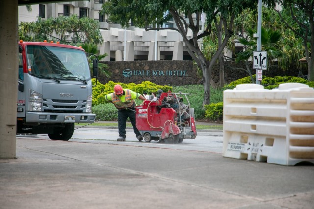 Road work begins along Kalia Road in Waikiki March 18 as a major repaving and sidewalk repair project gets underway. The U.S. Army Garrison Hawaii and U.S. Army Corps of Engineers, Honolulu District, are partnering on the $5.85 million project,...