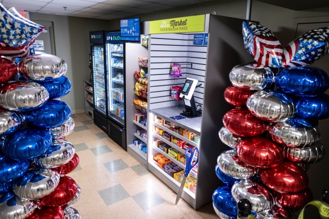 Fort Knox Garrison and Army and Air Force Exchange Services leadership host a ribbon cutting ceremony for the 1st Theater Sustainment Command barracks mini market at Fort Knox, Kentucky, March 20, 2025. This market is the sixth of its kind on the...