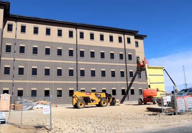 The construction area for a new $28.08 million barracks building is shown March 17, 2025, at Fort McCoy, Wis., as progress on the facility continues. The contractor for the project, BlindermanPower (Construction), received the notice to proceed...