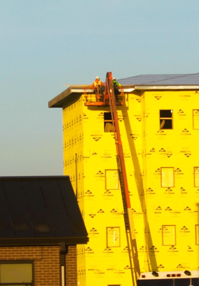Contractors work on a new $27.3 million transient training troops barracks project, known as the Fort McCoy East Barracks Project, on March 13, 2025, at Fort McCoy, Wis. Contractors began in May 2024 getting the site set up for the fourth...