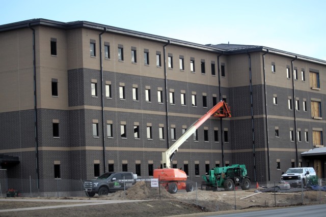 The construction area for a new $28.08 million barracks building is shown March 17, 2025, at Fort McCoy, Wis., as progress on the facility continues. The contractor for the project, BlindermanPower (Construction), received the notice to proceed...