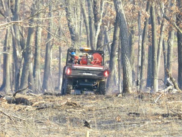 Members of the Fort McCoy prescribed burn team oversee a prescribed burn March 3, 2025, on North Post at Fort McCoy, Wis. The post prescribed burn team includes personnel with the Fort McCoy Directorate of Emergency Services Fire Department;...