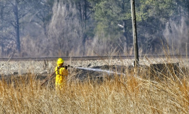 Fort McCoy holds prescribed burn along rail corridor on installation