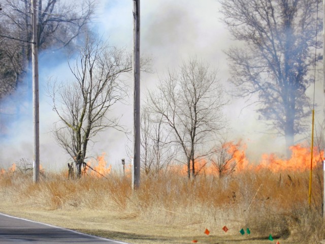 Members of the Fort McCoy prescribed burn team oversee a prescribed burn March 13, 2025, on South Post at Fort McCoy, Wis. The post prescribed burn team includes personnel with the Fort McCoy Directorate of Emergency Services Fire Department;...