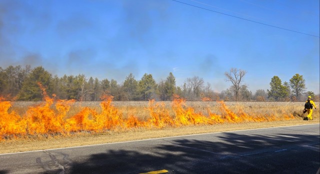 Fort McCoy holds prescribed burn along rail corridor on installation