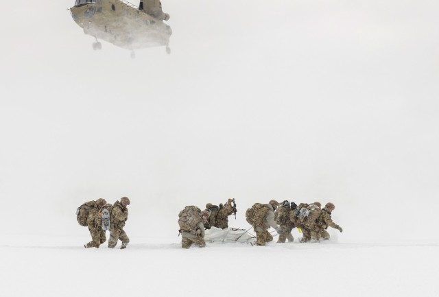 Soldiers from across the 10th Mountain Division and Fort Drum compete in the second D-Series XXIV, Jan. 19, 2024 on Fort Drum, New York. D-Series pays homage to the culminating exercise the original 10th Mountain Division Soldiers went through...