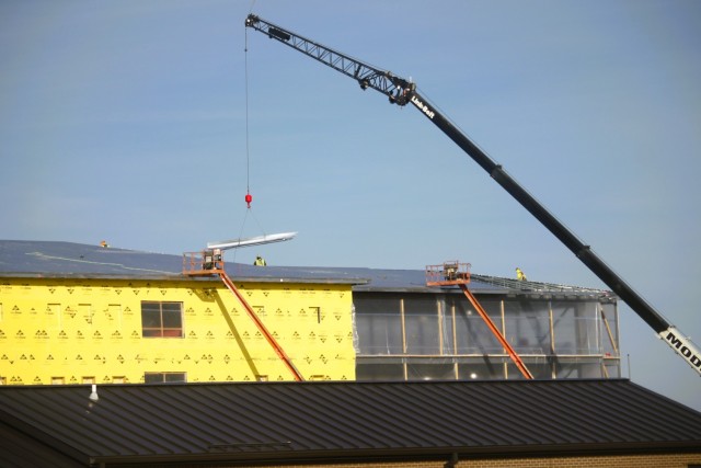Contractors work on a new $27.3 million transient training troops barracks project, known as the Fort McCoy East Barracks Project, on March 12, 2025, at Fort McCoy, Wis. Contractors began in May 2024 getting the site set up for the fourth...