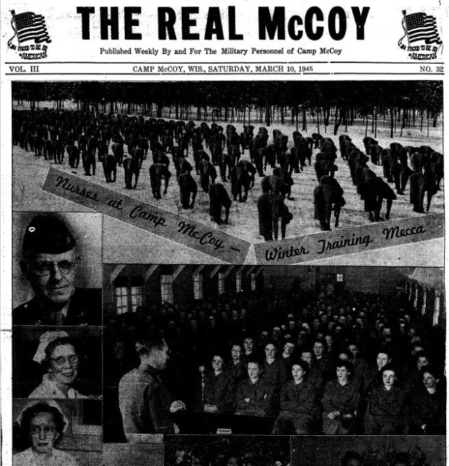 This is a news clipping from the March 10, 1945, edition of The Real McCoy newspaper at Fort McCoy, Wis. During that time, the installation was busy preparing service members for fighting in World War II. (U.S. Army Historical Photo)