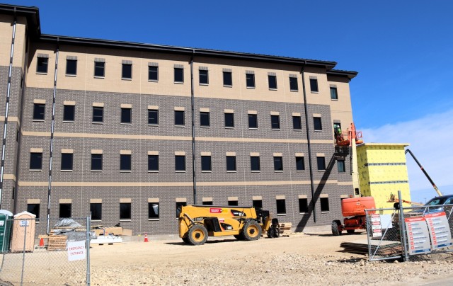 The construction area for a new $28.08 million barracks building is shown March 17, 2025, at Fort McCoy, Wis., as progress on the facility continues. The contractor for the project, BlindermanPower (Construction), received the notice to proceed...
