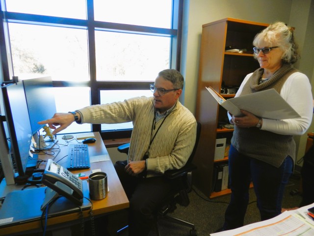 Fort McCoy Civilian Personnel Office Chief Ben Finn and Management Analyst Dixie Dettinger work on a project Feb. 20, 2025, in building 2187 at Fort McCoy, Wis. They are both part of the newly established Civilian Personnel Office at the...