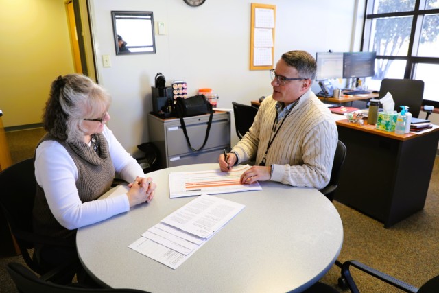 Fort McCoy Civilian Personnel Office Chief Ben Finn and Management Analyst Dixie Dettinger work on a project Feb. 20, 2025, in building 2187 at Fort McCoy, Wis. They are both part of the newly established Civilian Personnel Office at the...