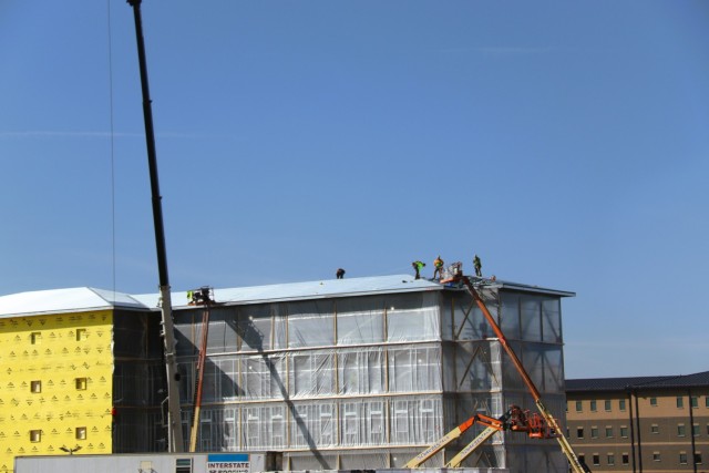 Contractors work on a new $27.3 million transient training troops barracks project, known as the Fort McCoy East Barracks Project, on March 13, 2025, at Fort McCoy, Wis. Contractors began in May 2024 getting the site set up for the fourth...