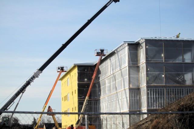 Contractors work on a new $27.3 million transient training troops barracks project, known as the Fort McCoy East Barracks Project, on March 12, 2025, at Fort McCoy, Wis. Contractors began in May 2024 getting the site set up for the fourth...