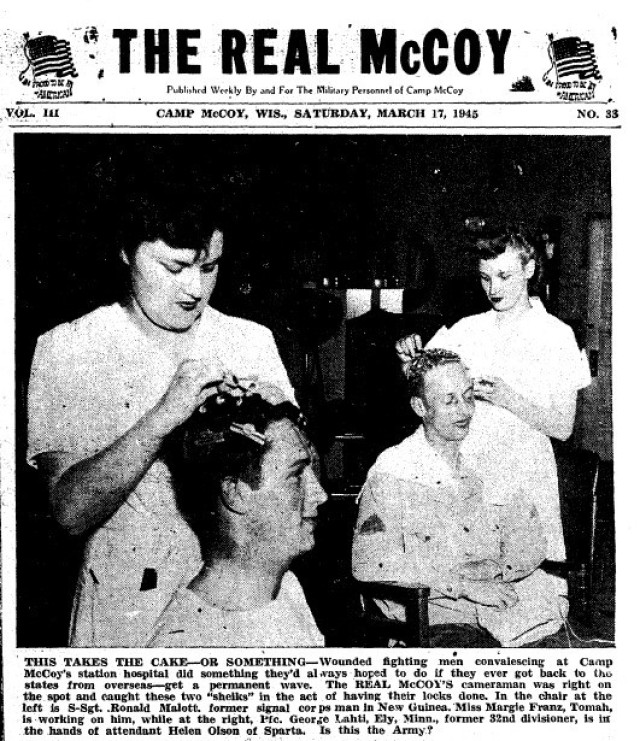 This is a news clipping from the March 17, 1945, edition of The Real McCoy newspaper at Fort McCoy, Wis. During that time, the installation was busy preparing service members for fighting in World War II. (U.S. Army Historical Photo)