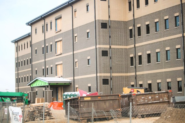 The construction area for a new $28.08 million barracks building is shown March 13, 2025, at Fort McCoy, Wis., as progress on the facility continues. The contractor for the project, BlindermanPower (Construction), received the notice to proceed...