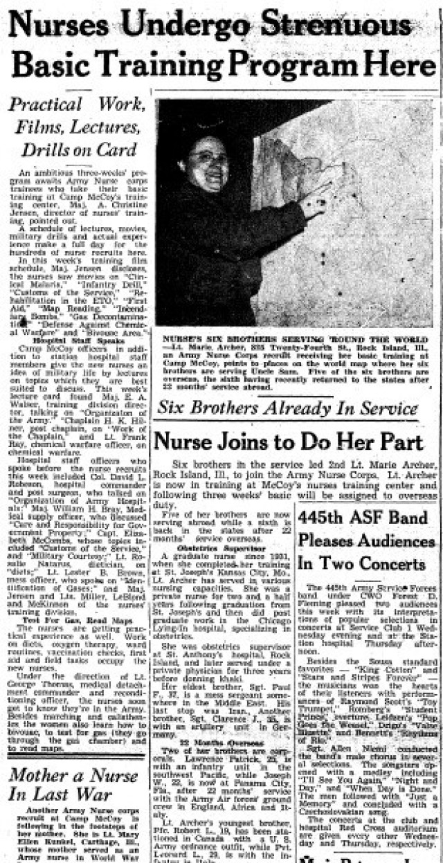 This is a news clipping from the March 17, 1945, edition of The Real McCoy newspaper at Fort McCoy, Wis. During that time, the installation was busy preparing service members for fighting in World War II. (U.S. Army Historical Photo)