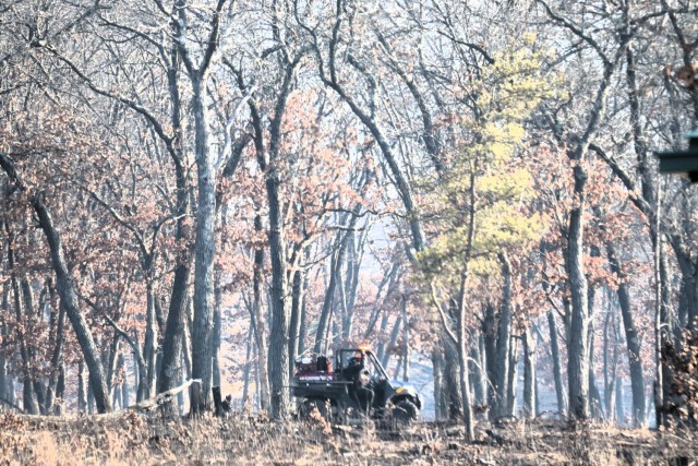 Members of the Fort McCoy prescribed burn team oversee a prescribed burn March 3, 2025, on North Post at Fort McCoy, Wis. The post prescribed burn team includes personnel with the Fort McCoy Directorate of Emergency Services Fire Department;...