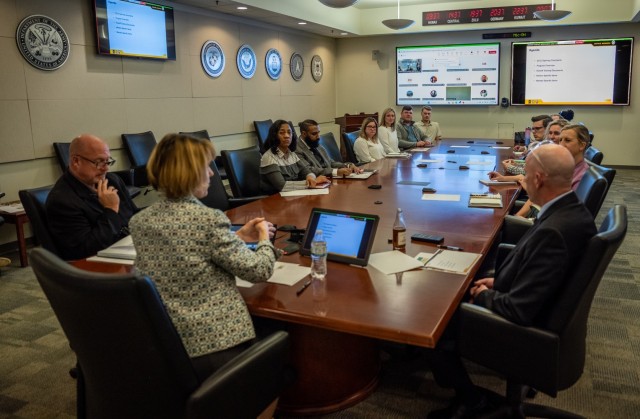 Ms. Kristina O’Brien, SES, Deputy to the Commanding General shares her hopes and goals to the 2025 Surface Deployment and Distribution Command Mentorship Program mentors and mentees March 18, 2025, at Scott Air Force Base, Illinois. The program...