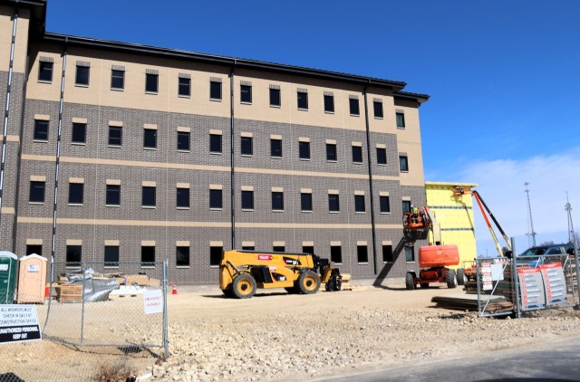 The construction area for a new $28.08 million barracks building is shown March 17, 2025, at Fort McCoy, Wis., as progress on the facility continues. The contractor for the project, BlindermanPower (Construction), received the notice to proceed...