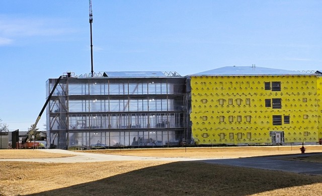 Contractors work on a new $27.3 million transient training troops barracks project, known as the Fort McCoy East Barracks Project, on March 10, 2025, at Fort McCoy, Wis. Contractors began in May 2024 getting the site set up for the fourth...