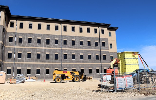 The construction area for a new $28.08 million barracks building is shown March 17, 2025, at Fort McCoy, Wis., as progress on the facility continues. The contractor for the project, BlindermanPower (Construction), received the notice to proceed...