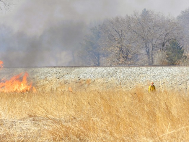Members of the Fort McCoy prescribed burn team oversee a prescribed burn March 13, 2025, on South Post at Fort McCoy, Wis. The post prescribed burn team includes personnel with the Fort McCoy Directorate of Emergency Services Fire Department;...