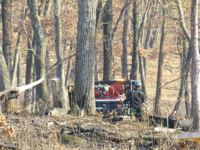 Members of the Fort McCoy prescribed burn team oversee a prescribed burn March 3, 2025, on North Post at Fort McCoy, Wis. The post prescribed burn team includes personnel with the Fort McCoy Directorate of Emergency Services Fire Department;...