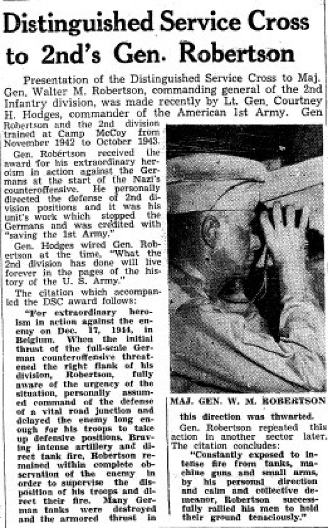 This is a news clipping from the March 3, 1945, edition of The Real McCoy newspaper at Fort McCoy, Wis. During that time, the installation was busy preparing service members for fighting in World War II. (U.S. Army Historical Photo)