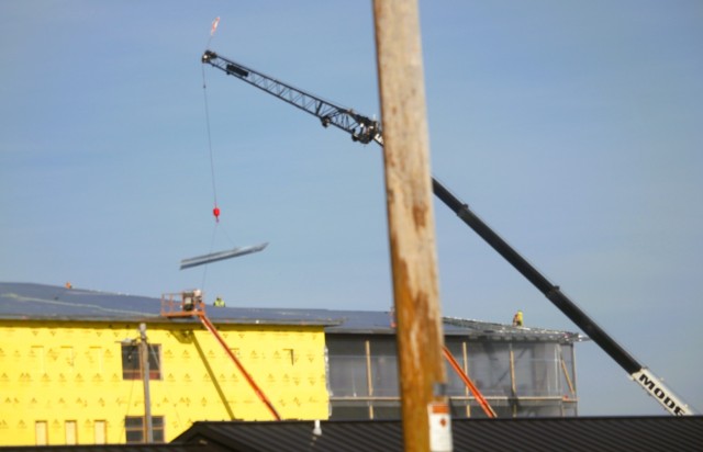 Contractors work on a new $27.3 million transient training troops barracks project, known as the Fort McCoy East Barracks Project, on March 12, 2025, at Fort McCoy, Wis. Contractors began in May 2024 getting the site set up for the fourth...