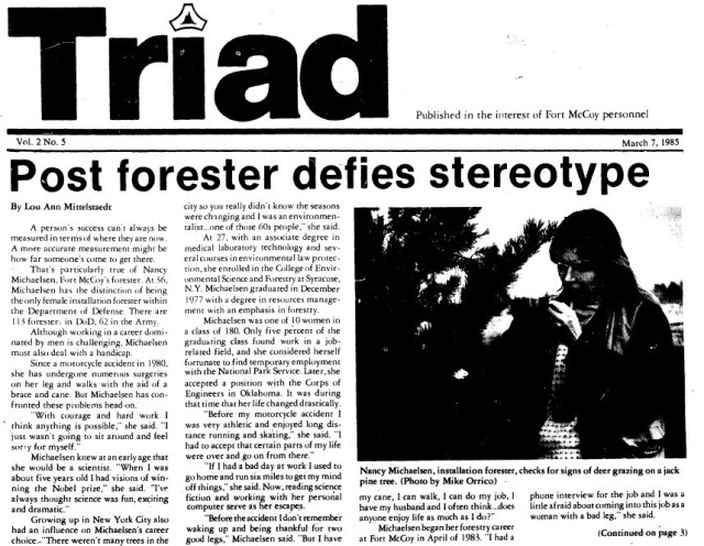 This is a news clipping from the March 7, 1985, edition of The Triad newspaper at Fort McCoy, Wis. During that time, the installation was continuing its mission to support training of active- and Reserve-component forces at Fort McCoy. (U.S. Army...