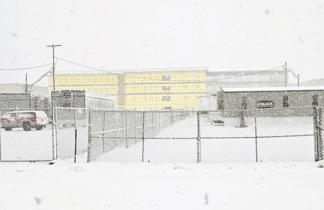 Contractors work on a new $27.3 million transient training troops barracks project, known as the Fort McCoy East Barracks Project, on March 19, 2025, at Fort McCoy, Wis. Contractors began in May 2024 getting the site set up for the fourth...