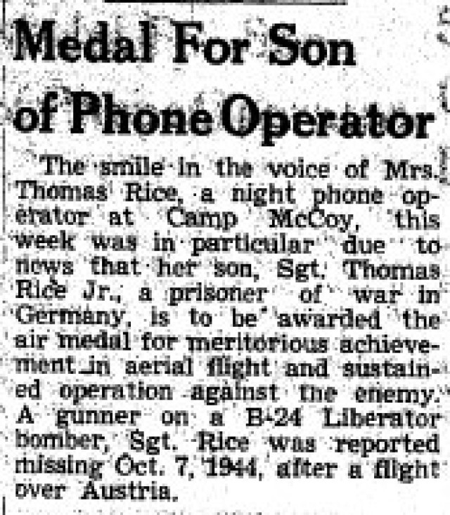 This is a news clipping from the March 17, 1945, edition of The Real McCoy newspaper at Fort McCoy, Wis. During that time, the installation was busy preparing service members for fighting in World War II. (U.S. Army Historical Photo)