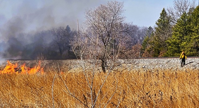 Fort McCoy holds prescribed burn along rail corridor on installation