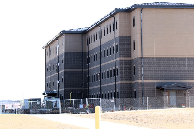 The construction area for a new $28.08 million barracks building is shown March 17, 2025, at Fort McCoy, Wis., as progress on the facility continues. The contractor for the project, BlindermanPower (Construction), received the notice to proceed...