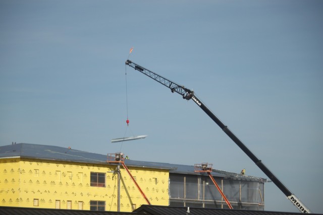 Contractors work on a new $27.3 million transient training troops barracks project, known as the Fort McCoy East Barracks Project, on March 12, 2025, at Fort McCoy, Wis. Contractors began in May 2024 getting the site set up for the fourth...