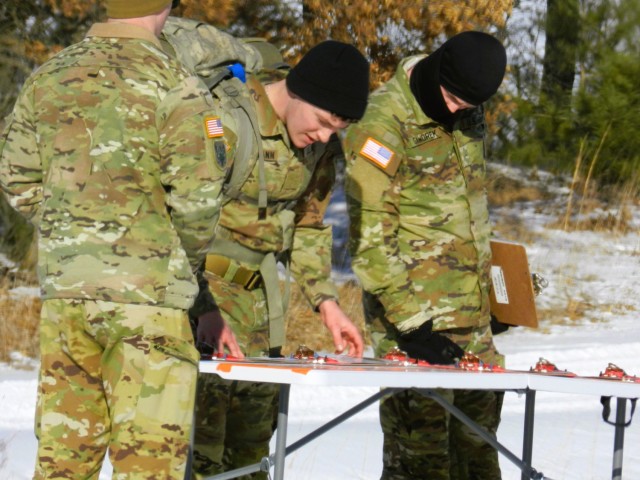 ROTC cadets with an Army ROTC unit participate in the Northern Warfare Challenge on Feb. 21, 2025, at Fort McCoy, Wis. There were 54 teams competing in the challenge from universities and colleges all over the United States. At Fort McCoy, cadets...
