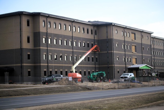 The construction area for a new $28.08 million barracks building is shown March 17, 2025, at Fort McCoy, Wis., as progress on the facility continues. The contractor for the project, BlindermanPower (Construction), received the notice to proceed...